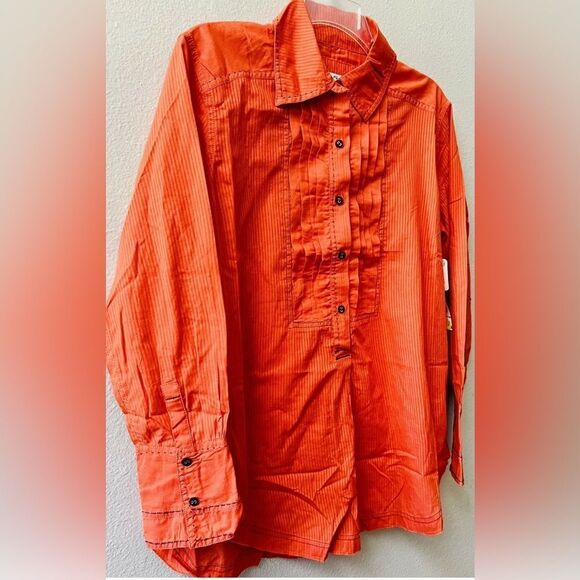 WE THE FREE~FREE PEOPLE BLACK TIE TUX SHIRT TIGER RED SIZE XS~NWT - Picture 4 of 9